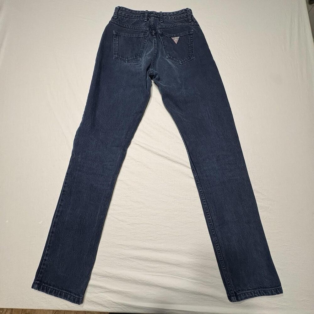 Vtg GUESS Style 1060 Dark Wash High Waisted Tapered Denim Jeans RARE Size-28 - Picture 2 of 12